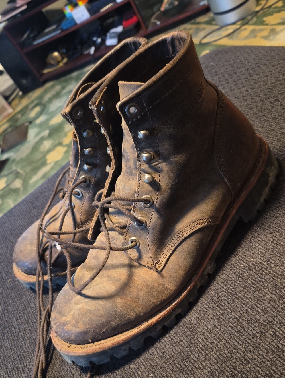 Chippewa Brown Leather Lace-Up Work Boots